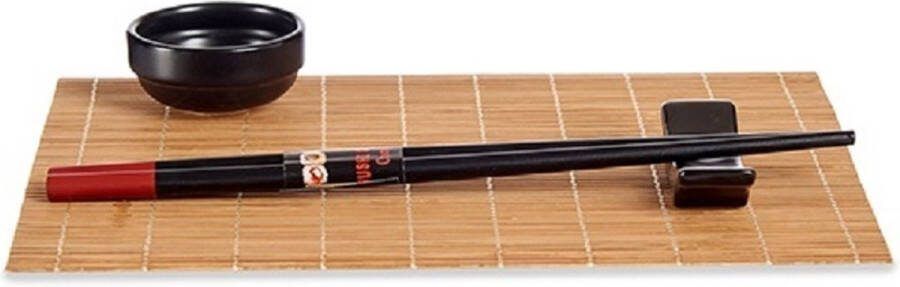 Kinvara Bamboe keramiek Sushi servies serveerset voor 6 personen 24-delig Sushi eetset zwart