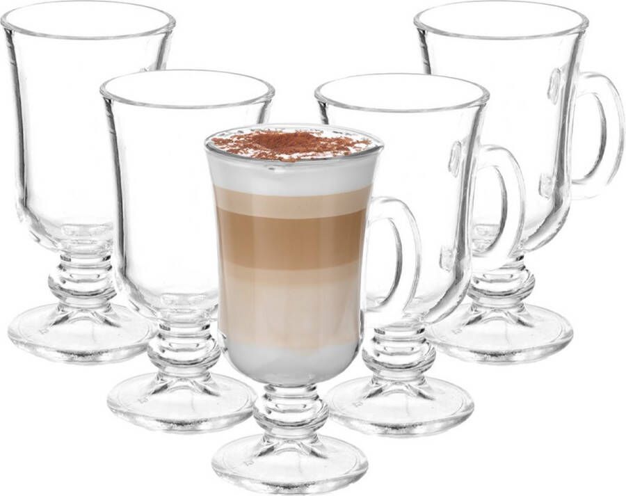 Kinvara Caffe Latte koffie glazen Paris transparant glas 6x stuks 250 ml Koffie- en theeglazen