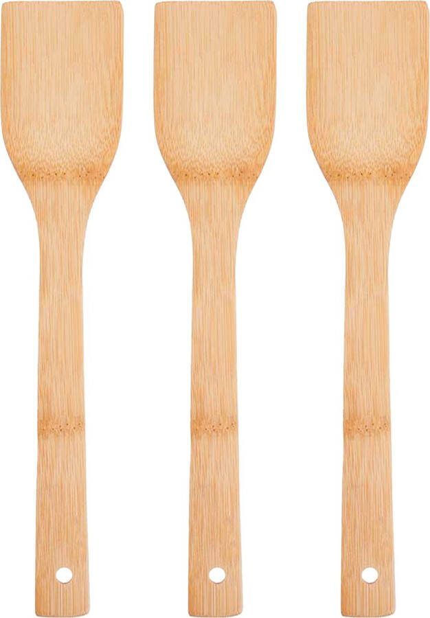 Kinvara Kook keuken gerei 3x keuken lepel bruin bamboe hout 34 cm