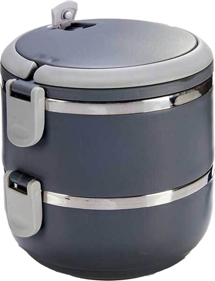 Kinvara Stapelbare thermische lunchbox warme maaltijd box antraciet 16 x 15 x 15 cm Lunchboxen