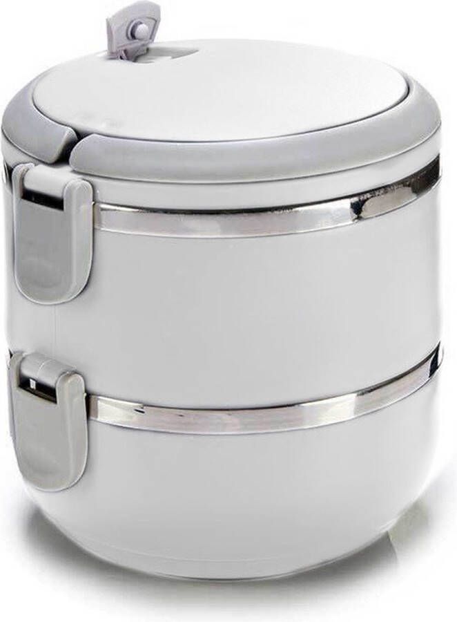 Kinvara Stapelbare thermische lunchbox warme maaltijd box wit 16 x 15 x 15 cm Lunchboxen