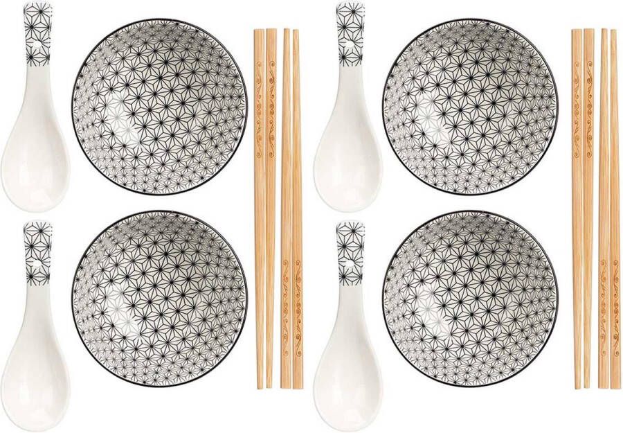 Kinvara Sushi servies set 12-delig keramiek zwart sushi eet set