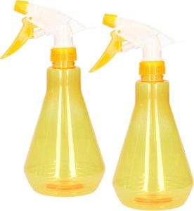 Kinzo 2x stuks plantenspuiten geel 500 ml kunststof Waterverstuiver Tuinartikelen