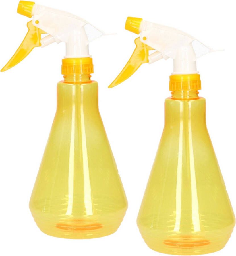 Kinzo 2x stuks plantenspuiten geel 500 ml kunststof Waterverstuiver Tuinartikelen