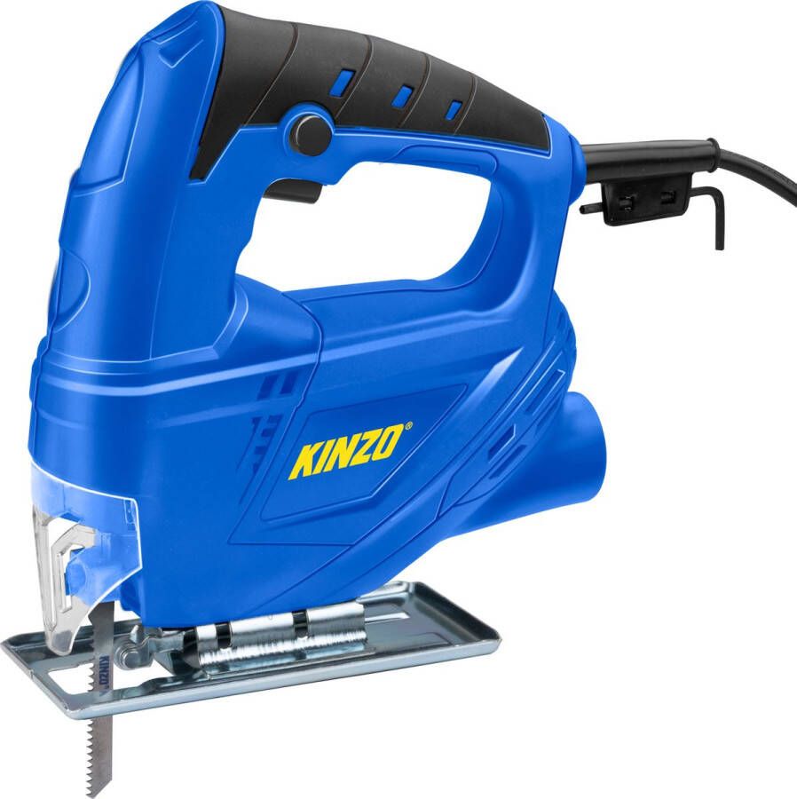 Kinzo Decoupeerzaag 230V 400W met Stofafzuiging Beschermingskap Snijblad Verschillende Materialen Hout tot 65 mm Metaal tot 6 mm- Blauw