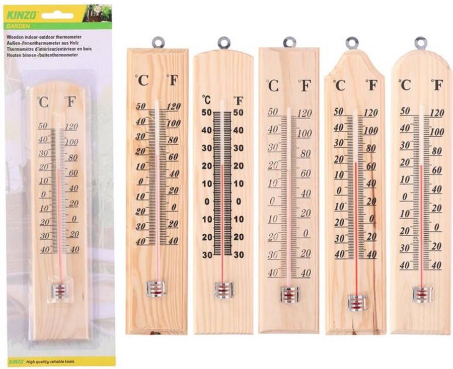 Kinzo Thermometer binnen buiten 25x5cm (1 stuk) assorti