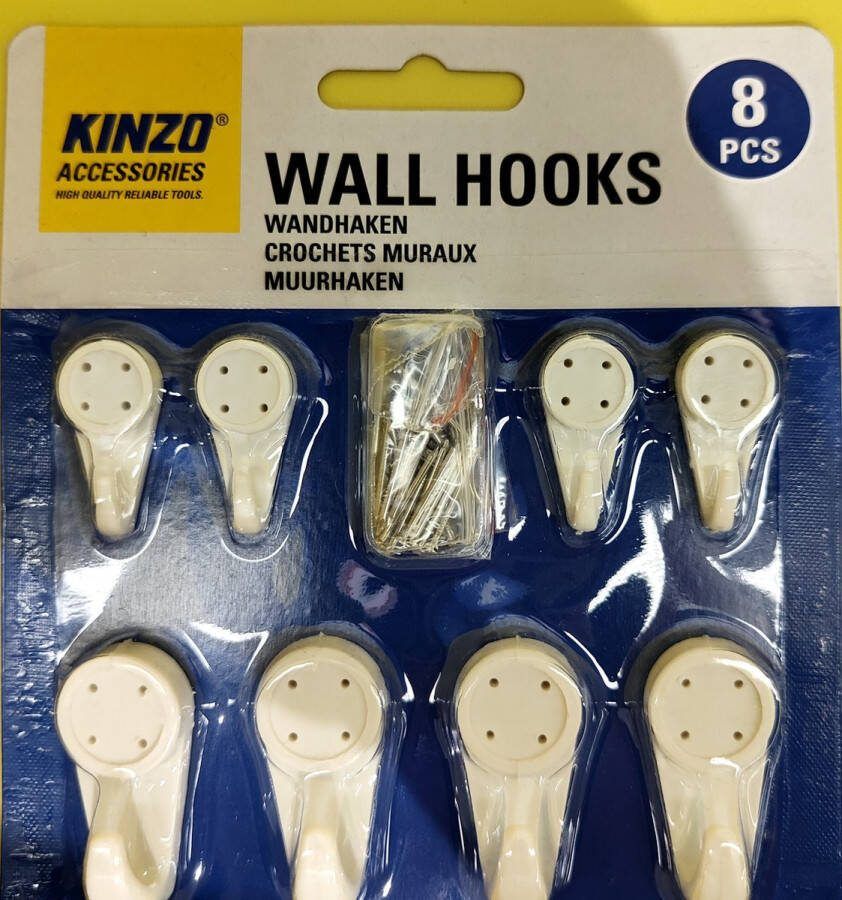 Kinzo Wandhaak wandhaken haak om dingen op te hangen 8stuks