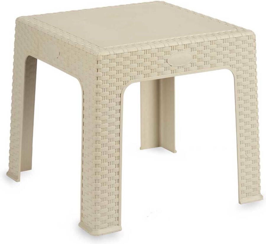 Kipit Rotan bijzettafeltje plantenverhoger creme beige 47 x 47 x 42 cm voor binnen buiten