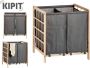 Kipit Wasmand Woodbox met opvang waszak 2x 50 liter compartiment 59 x 33 x 60 cm Wasmanden - Thumbnail 2
