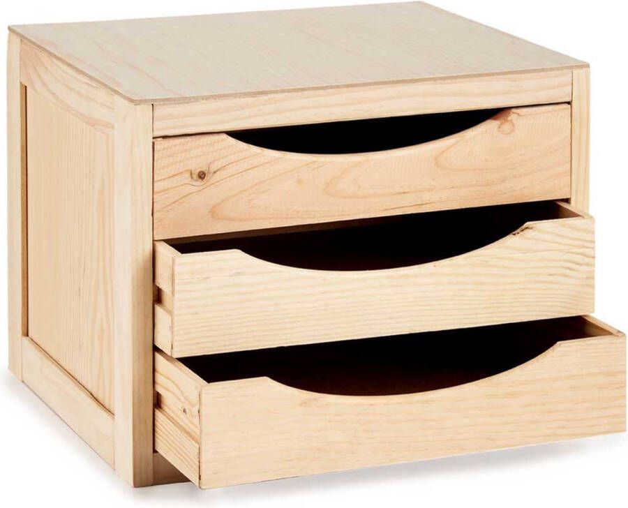 Kipit Kantoor organiser ladeblok hout 39 x 30 x 29 cm 3x lades opbergen Ladeblok