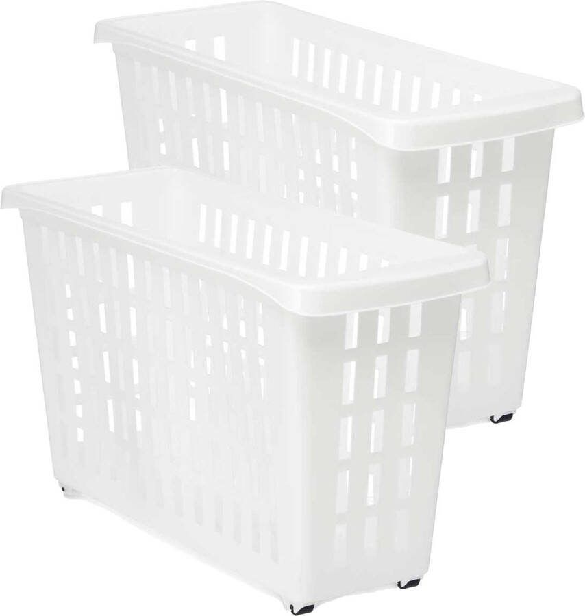 Kipit keukentrolley organizer op wieltjes 2x wit kunststof kast organizer 46 x 17 5 x 26 cm