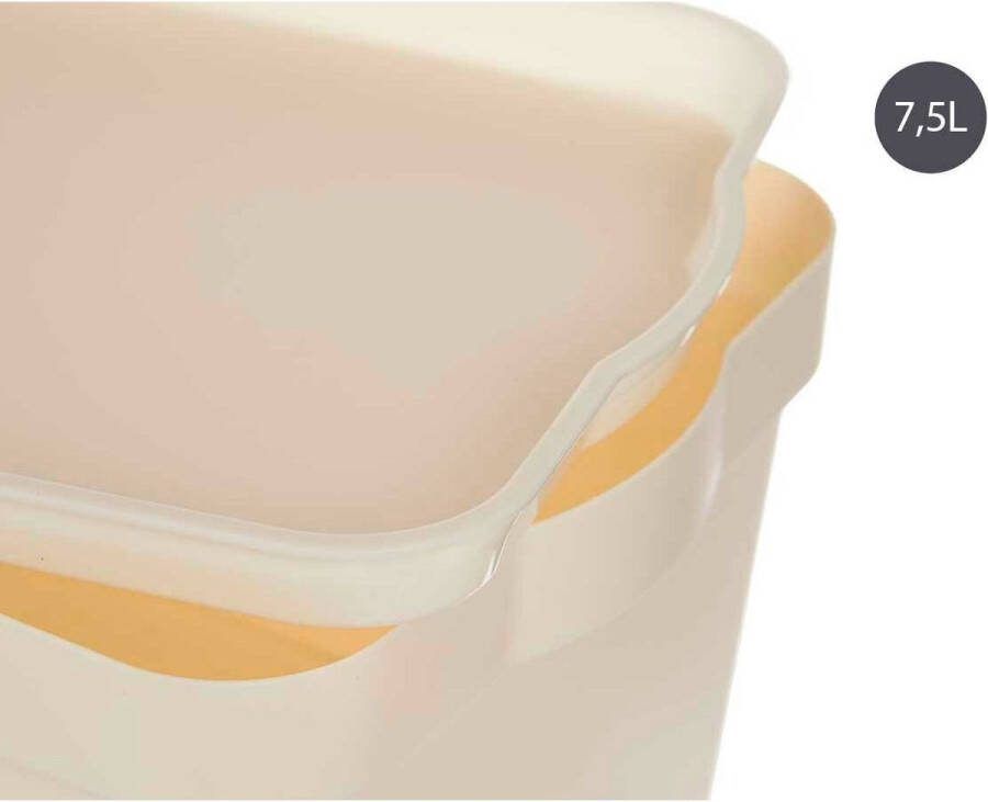 Kipit Opbergbak met Deksel Crème Plastic (21 5 x 14 5 x 32 cm)