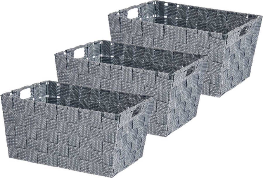 Kipit Set van 3x stuks kast badkamer opbergmandjes zilvergrijs 30 x 20 x 14 cm Kastmandjes lade vakverdelers Gevlochten stof met frame