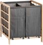 Kipit Wasmand Woodbox met opvang waszak 2x 50 liter compartiment 59 x 33 x 60 cm Wasmanden - Thumbnail 1