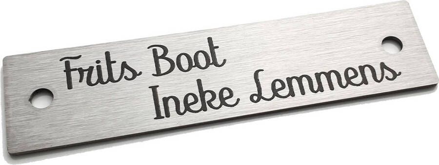 Kirinify – RVS Naambordje voordeur 10 x 2.5 cm – RVS naamplaatje brievenbus – Permanente lasergravering – Schroefbevestiging