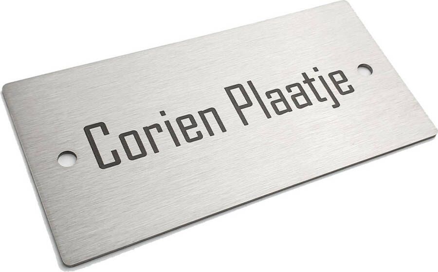 Kirinify – RVS Naambordje voordeur 12 x 6 cm – RVS naamplaatje brievenbus – Permanente lasergravering – Schroefbevestiging