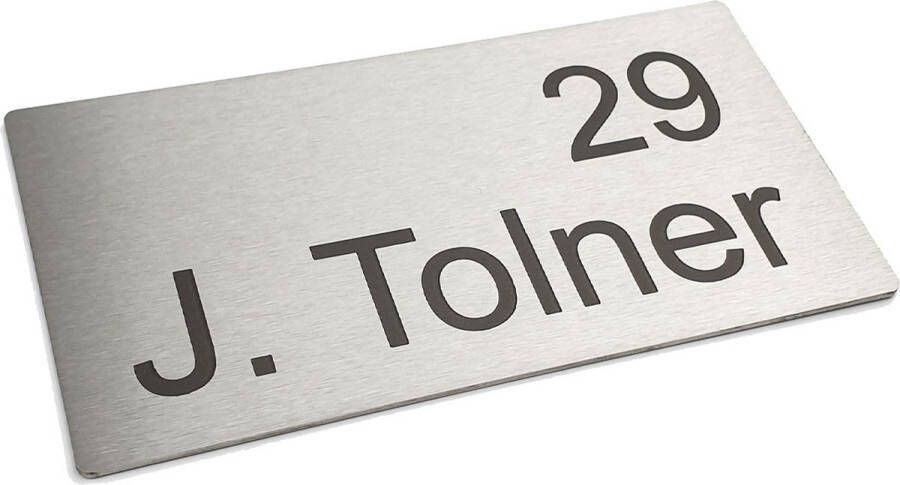 Kirinify – RVS Naambordje voordeur 12 x 6 cm – RVS naamplaatje brievenbus – Permanente lasergravering – Zelfklevend