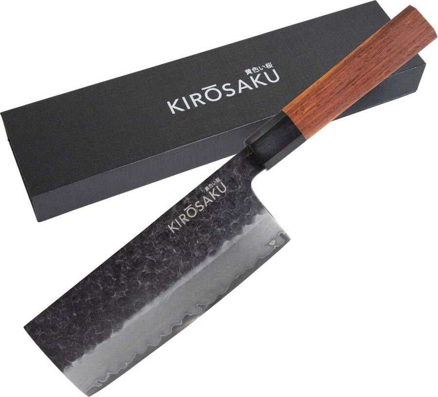 Kirosaku Santoku Damascus Knife Nakiri Knife Japanse 32 cm Messenset Premium Japan Mes Aziatisch Keukenmes en Professioneel Chef's Mes Gemaakt en gesmeed uit 3 lagen staal & houten handvat