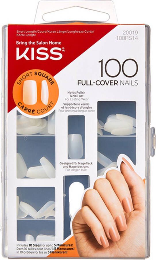 Kiss Gellak 100 Full Cover Nails Kunstnagels 100 stuks Nepnagels Doorzichtig Vierkant