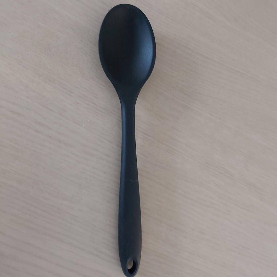 Kitchen-Chick Stylevolle Mooie Silicone zwarte lepel met gratis opschep lepel Keukengerei kitchenware mooie silicone lepel Koken Bakken Lepel silicone pollepel mooie lepel bakken braden lepels silicone zwarte lepel silicone zwarte pollepel kwaliteit lepel