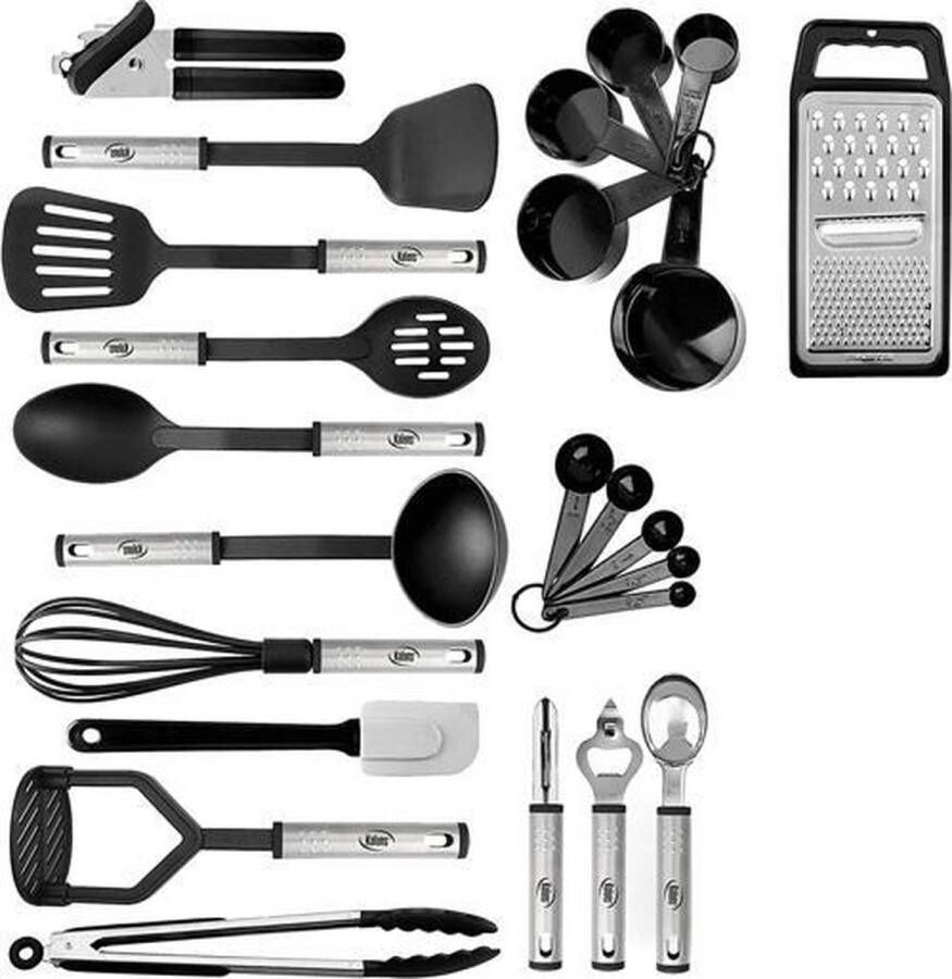 Kitchen & Home Kookgerei set 24-delig Alle benodigdheden Siliconen Zwart