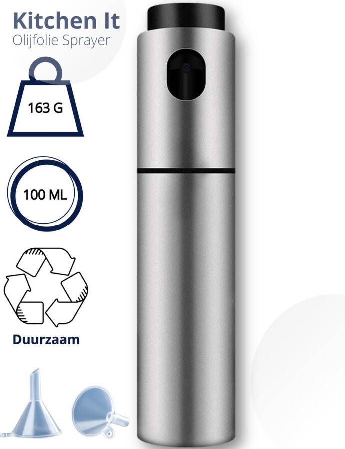 Kitchen It 4 in 1 Olijfolie Sprayer voor Afvallen Oliefles met Verstuiver voor Gezond Bakken en Koken