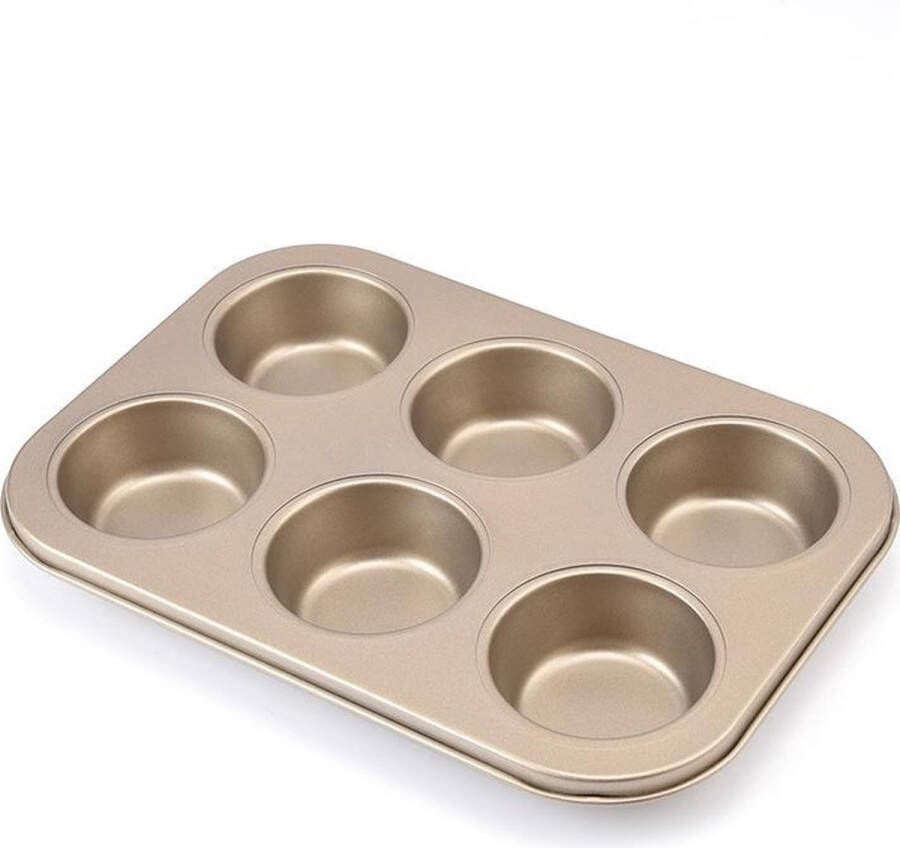 Kitchen Princess Deluxe Koolstofstaal Muffinvorm Cupcakevorm Non-stick 6 Stuks