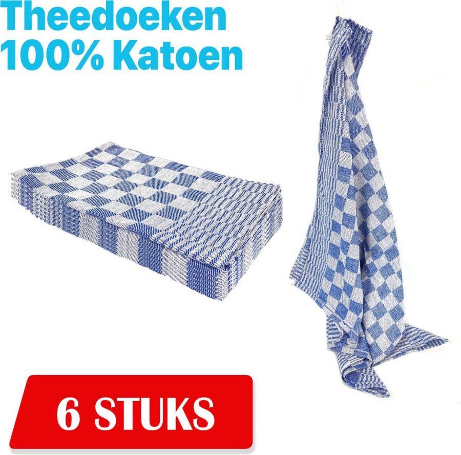 Kitchen Towel Theedoek 65 x 65cm 6 Stuks Geblokt Blokdoeken 100% katoen Horeca Theedoeken – vaatdoek – theedoek geruit