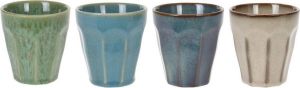 Excellent Houseware Set van 4x stuks luxe gekleurde porseleinen bekertjes koffiekopjes 250 ml Bekers