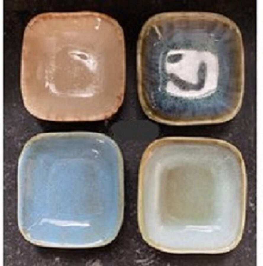 Kitchen trend Tapasschaaltjes amuseschaaltjes borrelhapjes set van 4 stuks groen bruin blauw petrol.