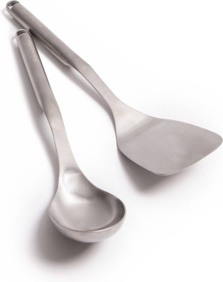KitchenAid 2-delige premium roestvrijstalen onderdekselset met visschijf en kooklepel
