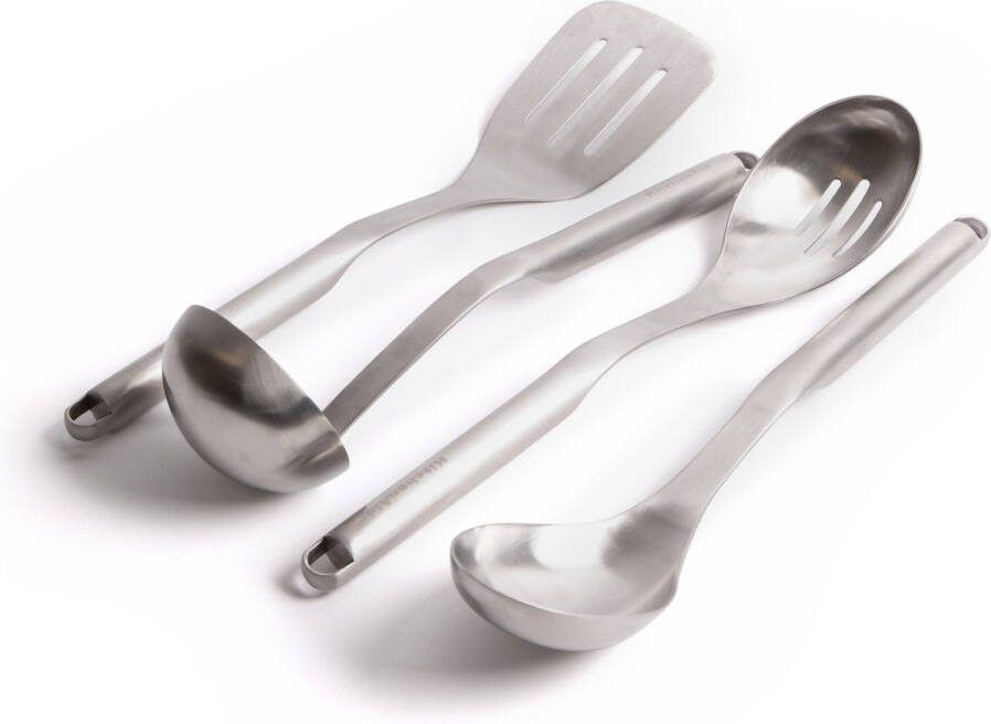 KitchenAid 4-delige premium roestvrijstalen keukengerei set met schuimspaan kooklepel en pollepel