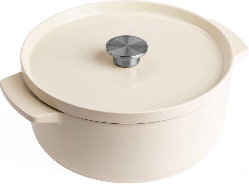 KitchenAid braadpan 22cm geëmailleerd gietijzer amandel wit rond