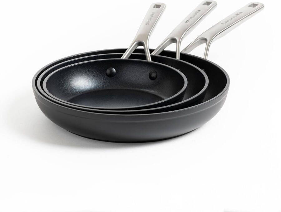 KitchenAid Hard geanodiseerd aluminium koekenpannenset ø20+24+28cm zwart inductie