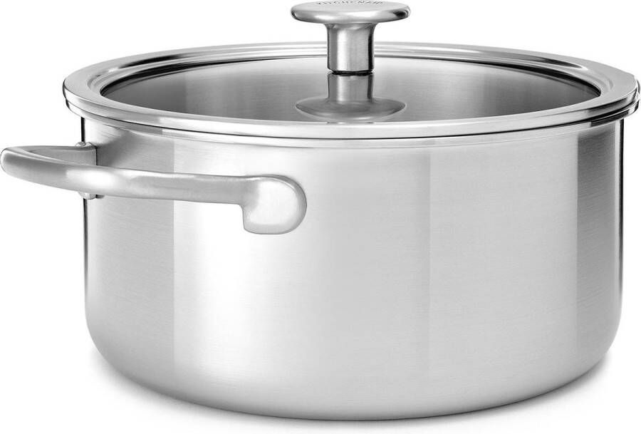 KitchenAid Multi-Ply RVS Kookpan ø20cm 3 1L met glazen deksel inductie PFAS-vrij