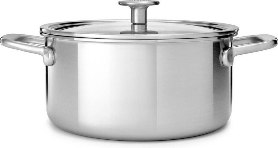 KitchenAid Multi-Ply kookpan met glazen deksel 24cm 4 9L RVS inductie PFAS-vrij