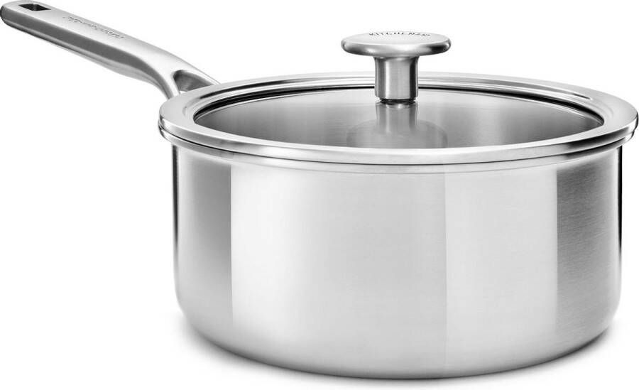 KitchenAid Multi-Ply RVS Steelpan ø18 cm 2 1L met glazen deksel inductie PFAS-vrij