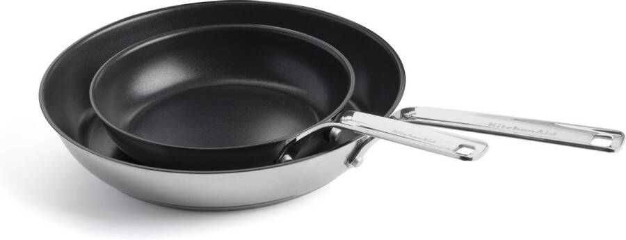 KitchenAid Stainless Steel koekenpannenset 2-delig ø20+28cm RVS inductie anti-aanbak