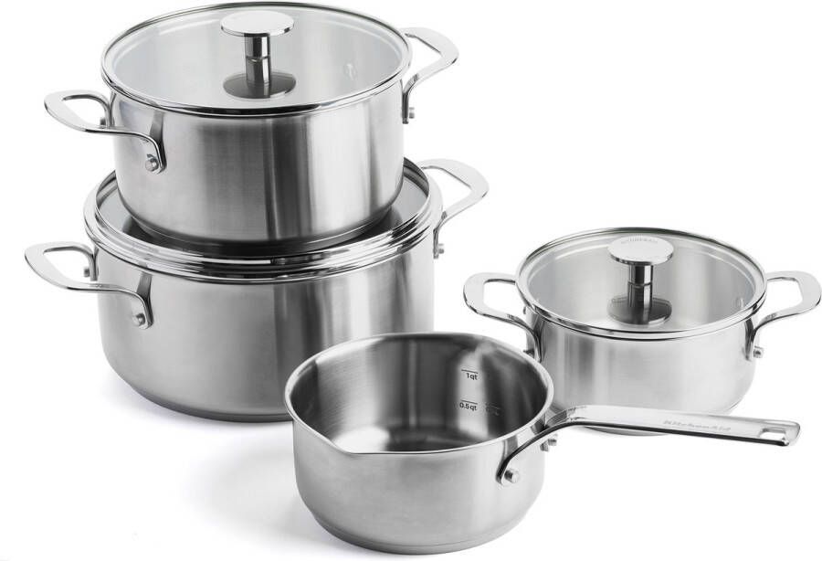 KitchenAid Stainless Steel kookpannenset met deksels 4-delig RVS inductie PFAS-vrij