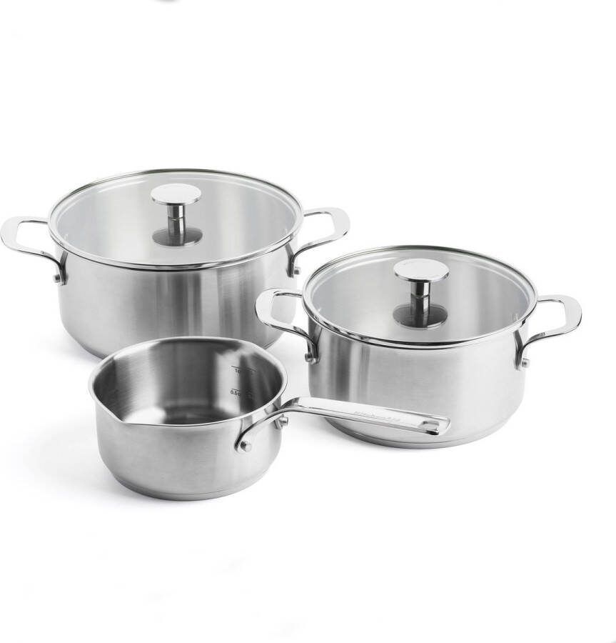 KitchenAid Stainless Steel kookpannenset met glazen deksels 3-delig RVS inductie
