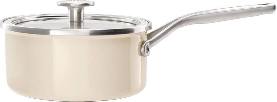 KitchenAid Steel Core Enamel steelpan 18cm 2 0L Amandelwit inductie PFAS-vrij