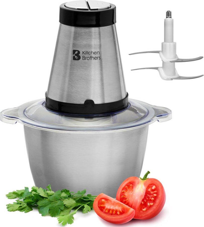KitchenBrothers Hakmolen Food Chopper Elektrisch 2 Snelheden 300 W 1 8 L RVS Kom