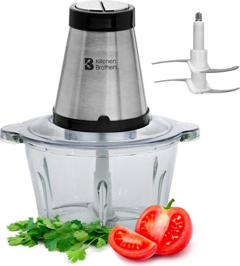 KitchenBrothers Hakmolen Food Chopper Elektrisch 2 Snelheden 300W 1 8L Glazen Kom