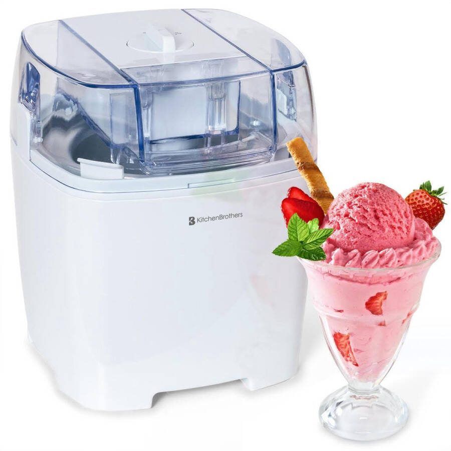 KitchenBrothers IJsmachine IJsmaker Sorbetijs Roomijs Yoghurtijs 1 5L Wit