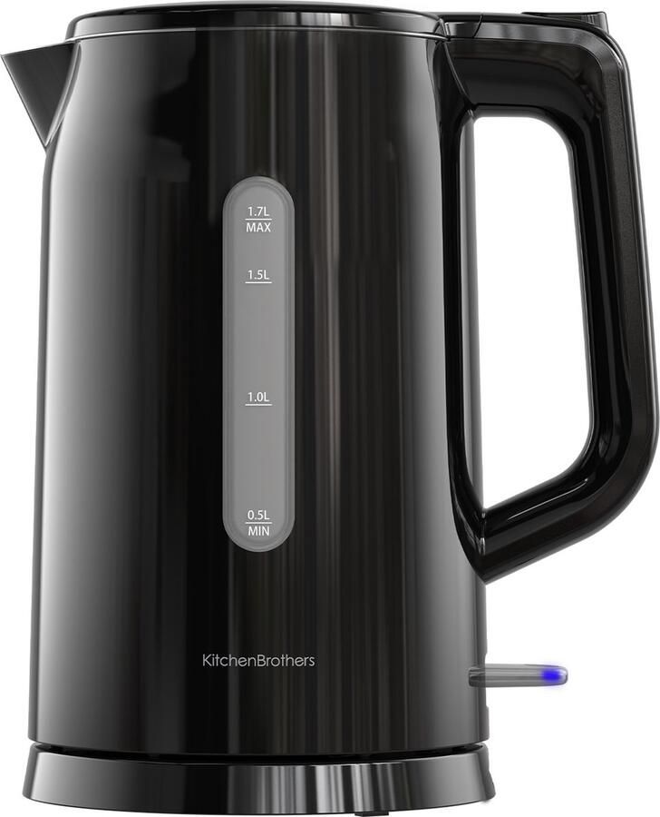 KitchenBrothers Waterkoker Elektrisch 1 7 Liter Met Kalkfilter Dubbelwandig Cool-touch Zwart