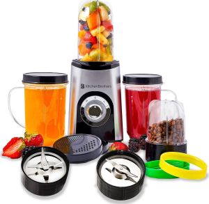 KitchenBrothers Smoothie Blender 13-Delige Set 4 Bekers Smoothiemaker To Go 350W RVS