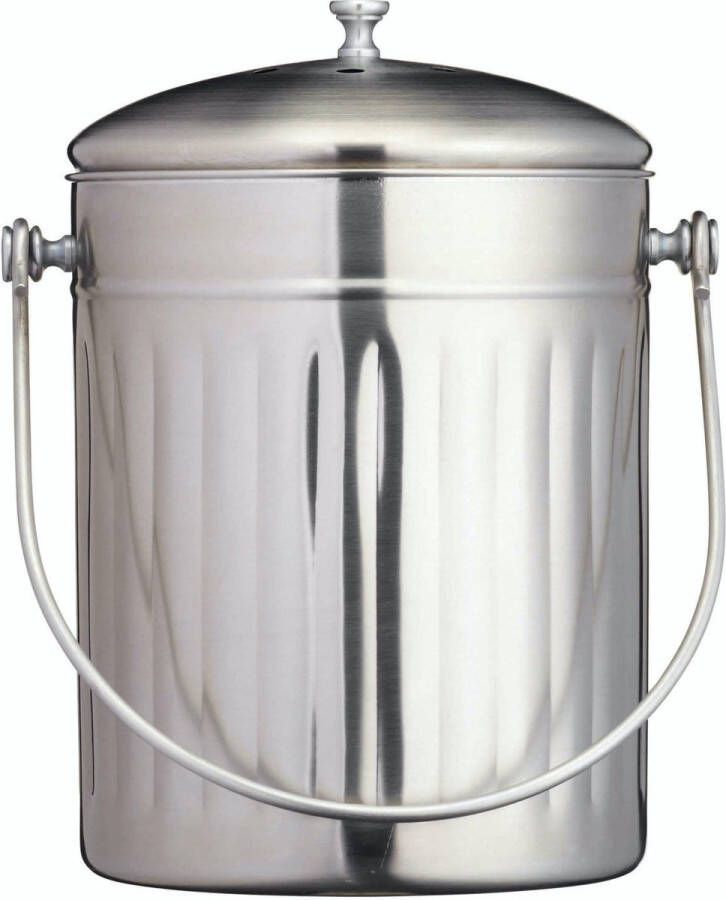 KitchenCraft 1 gallon roestvrijstalen keukencompostvat met deksel