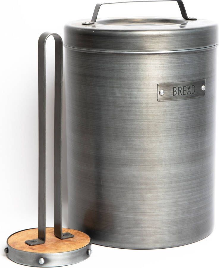 KitchenCraft 2-delige industriële keukenset inclusief metalen broodtrommel 23x34 5cm en keukenhanddoekhouder 31cm