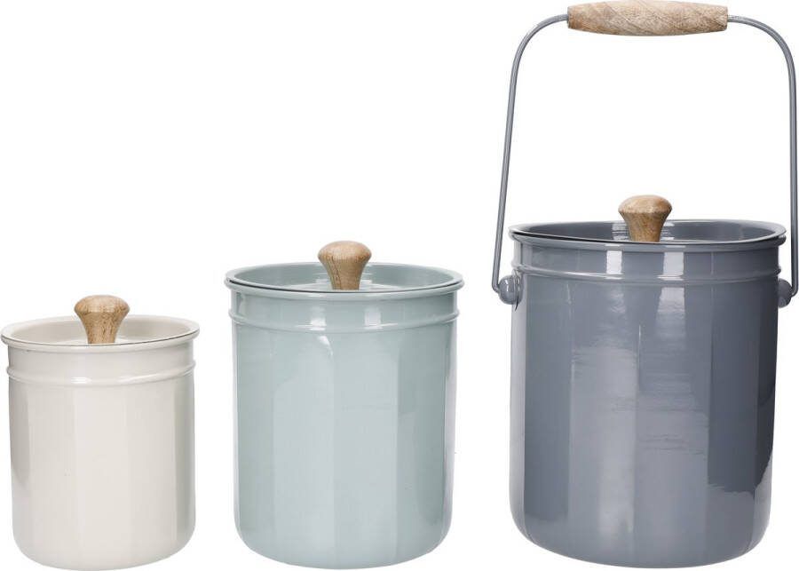 KitchenCraft 3-delige set verzinkt stalen voorraad- en compostbakken