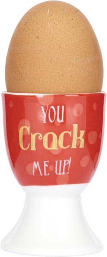 KitchenCraft eierdop You Crack Me Up! 5 x 7 cm porselein wit rood